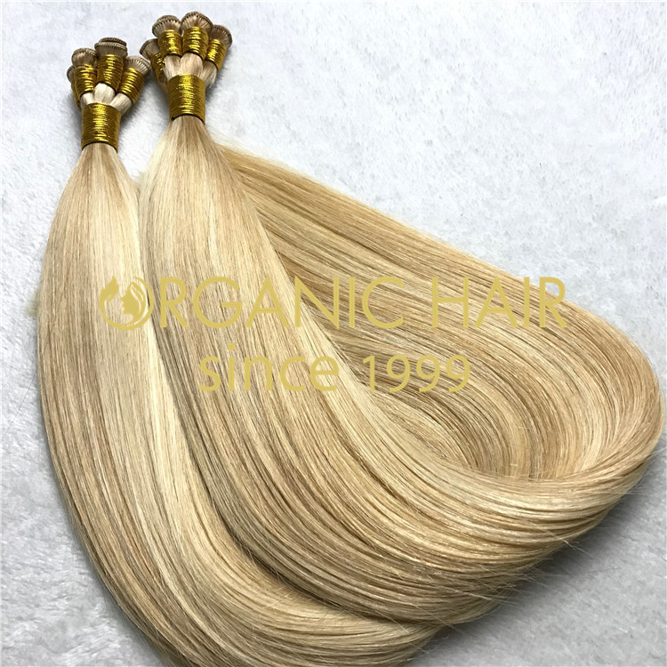 Double drawn remy hair hand tied hair extensions H141